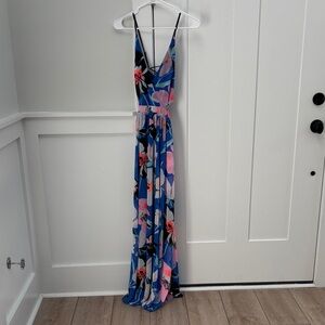 Express Floral Maxi Dress - Blue and Pink